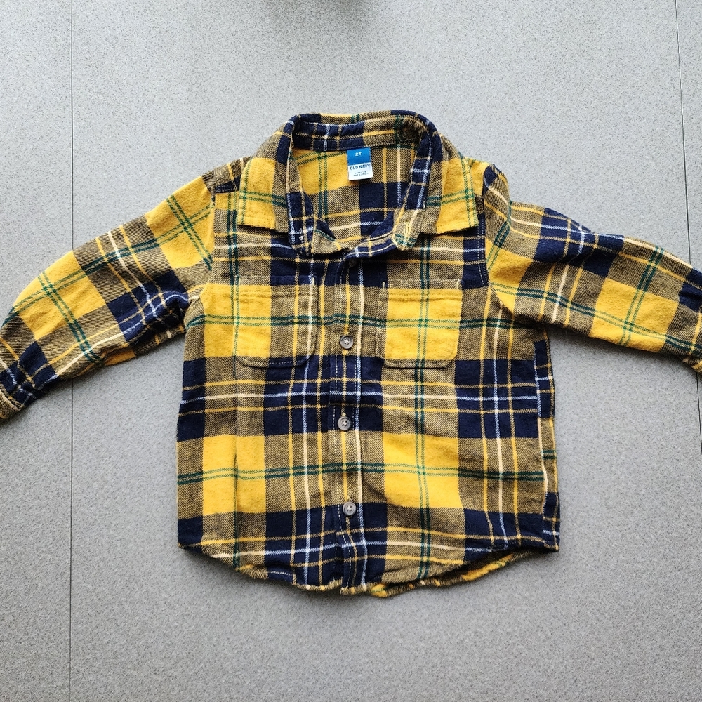 Old Navy toddler flannel in mustard/navy 2t